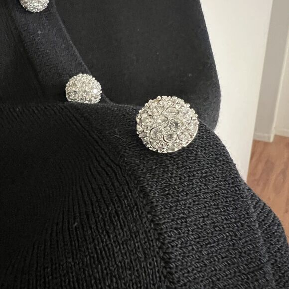 St. John Black Basics Crystal Buttons Knit Cardigan Size 12 Black - Picture 5 of 8
